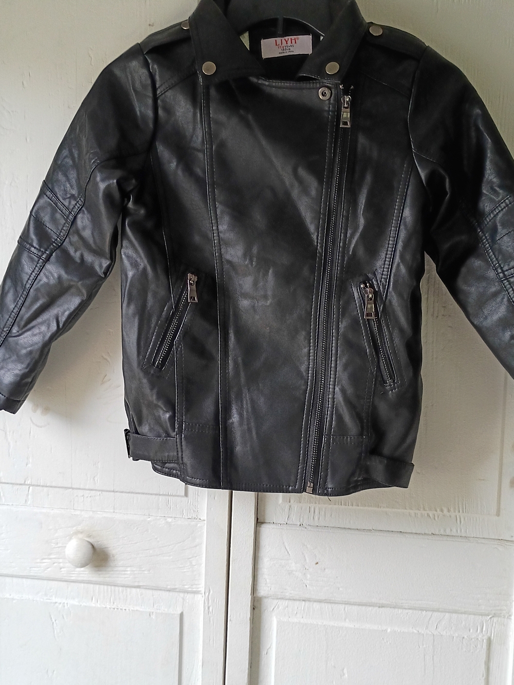 Kids Black Faux Leather Moto Jacket